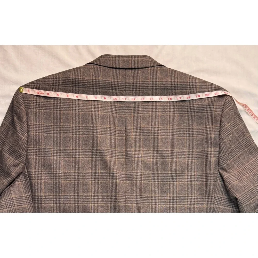 Shaquille O'Neal XLG Men 52R Brown Glen Plaid Stretch Sport Coat Blazer